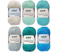 6x50 Gramm Gründl Cotton Fun Häkelgarn Strickgarn inkl. Anleitung für EIN Meerschweinchen (Baby Blau Mix)