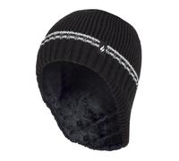 (7-10 Jahre, Schwarz) Heat Holders - Heat Holders - Jungen Patrol Umsatz Konturierte lange Ohrenklappen Pompon Hut