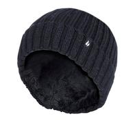 (7-10 Jahre, Schwarz) Heat Holders - Heat Holders - Mädchen Warme Plüsch Mütze mit Pompon | Winter StrickMütze Bommel