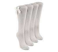 (7-10 Jahre, Weiß) Sock Snob - 4er-Pack kniehohe Schulsocken für Mädchen mit Schleife