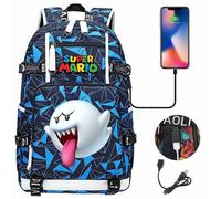 (7)"18" Super Mario 3D-Druck USB Jugend-Studentenrucksack - Reisetasche mit großer Kapazität für Männer