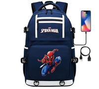 (7) 18 Zoll Super Hero Spider Man USB-Laptop-Rucksack - Jugend-Studentenrucksack für Männer und Frauen