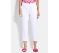 Stretch-Hose GOLDNER "Kurzgröße Elegante 7/8-Hose mit Biesen", Damen, Gr. 25, K-Gr, weiß, Obermaterial: 67% Baumwolle CO. 28% Polyamid PA. 5% Elasthan EL., schmal, Hosen, kleiner Schlitz am Beinabschl