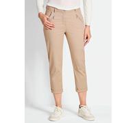 7/8-Hose GOLDNER "Baumwollhose mit Formbund", Damen, Gr. 46, N-Gr, beige (sand), Obermaterial: 97% Baumwolle CO. 3% Elasthan EL., normal, Hosen 7/8-Hose, Ohne (98124130-46) sand