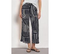 Culotte STREET ONE "Style Emee", Damen, Gr. 38, Länge 26, schwarzest blau (länge 26), Web, Obermaterial: 100% Viskose, gemustert, loose fit 7/8-Länge, Hosen Culotte, 7/8 High Waist Culotte - Sommerhos