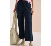 Stoffhose CECIL "Style Neele", Damen, Gr. XL (44), Länge 26, universal blau, Web, Obermaterial: 66% Baumwolle, 30% Polyester, 4% Elasthan, unifarben, loose fit lang, Hosen Stoffhose, im Loose Fit und