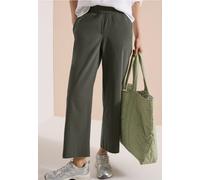 Stoffhose CECIL, Damen, Gr. L, Länge 26, clear khaki, Web, 66% Baumwolle, 30% Polyester, 4% Elasthan, unifarben, loose fit 7/8-Länge, Hosen Stoffhose, High Waist (32433907-L) clear khaki