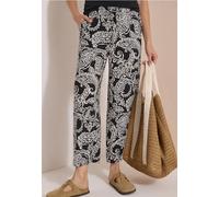 7/8-Hose CECIL, Damen, Gr. XXL, Länge 26, schwarz-weiß (schwarz), Stoff, 100% Viskose, gemustert, loose fit 7/8-Länge, Hosen 7/8-Hose, in 7/8-Länge (28265629-XXL) schwarz