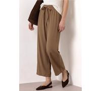 Culotte STREET ONE, Damen, Gr. 32, Länge 26, braun (cold brew braun), Stoff, 100% Viskose, unifarben, loose fit wadenlang, Hosen Culotte, High Waist (68133353-32) cold brew braun