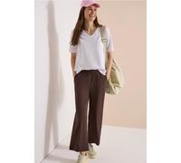 Stoffhose CECIL, Damen, Gr. XXL, Länge 26, braun cacao, Web, 66% Baumwolle, 30% Polyester, 4% Elasthan, unifarben, loose fit 7/8-Länge, Hosen Stoffhose, High Waist (78868128-XXL) braun cacao