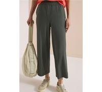 Cecil Damen 7/8 High Waist Wide Leg Jerseyhose im Loose Fit in Grün, Gr: XL