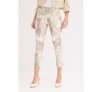 7/8-Hose BONPRIX, Damen, Gr. 38, N-Gr, beige leo bedruckt, Obermaterial: 97% Baumwolle, 3% Elasthan, slim fit, Hosen 7/8-Hose, Slim Fit Passform, 7/8-Länge, Five-Pocket-Design, mit Gürtelschlaufen (46