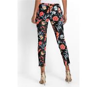 7/8-Hose BONPRIX, Damen, Gr. 48, N-Gr, schwarz geblümt, Obermaterial: 97% Baumwolle, 3% Elasthan, regular fit, Hosen 7/8-Hose, aus Baumwolle mit Elasthan, Regular Fit, femininer Stil (16147706-48) sch