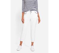 7/8-Hose BONPRIX, Damen, Gr. 48, N-Gr, weiß, dunkelblau, Obermaterial: 98% Baumwolle, 2% Elasthan, loose fit, Hosen 7/8-Hose, mit Bequembund, Loose Fit, 7/8-Länge (53186604-48) weiß, dunkelblau