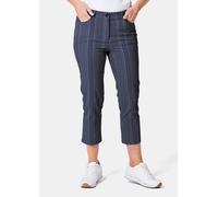 Caprihose GOLDNER "Kurzgröße Verkürzte Strukturhose, elastisch", Damen, Gr. 21, K-Gr, blau (dunkelmarine), Obermaterial: 45% Elastomultiester ELE. 44% Baumwolle CO. 7% Viskose CV. 4% Polyester PES., H