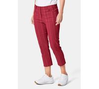 Caprihose GOLDNER "Verkürzte Strukturhose in elastischer Ware", Damen, Gr. 40, N-Gr, rot, Obermaterial: 45% Elastomultiester ELE. 44% Baumwolle CO. 7% Viskose CV. 4% Polyester PES., Hosen Caprihose (4