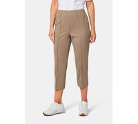 Caprihose GOLDNER "Trageangenehme 7/8-Rippenhose", Damen, Gr. 42, N-Gr, beige (sand), Obermaterial: 100% Polyester COOLMAX PES(Coolmax)., Hosen Caprihose (33680709-42) sand