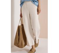 Cecil Damen 7/8 Wide Leg Hose in Seersucker-Qualität in Beige, Gr: XXL