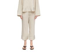7/8-Hose COMMA, Damen, Gr. 38, N-Gr, beige (bone beige), Web, Obermaterial: 77% Viskose, 17% Polyamid, 6% Polyester, weit 7/8-Länge, Hosen 7/8-Hose, gestreifte Optik, lässig weit geschnitten (56965831