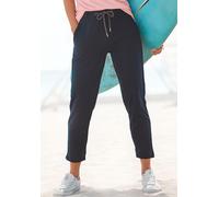 7/8-Hose ELBSAND "Ivalo", Damen, Gr. L (40), N-Gr, blau (marine), Sweatware, Obermaterial: 95% Baumwolle, 5% Elasthan, unifarben, figurumspielend 7/8-Länge, Hosen 7/8-Hose, aus Sweatware, Jogginghose,