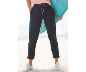 7/8-Hose ELBSAND "Ivalo", Damen, Gr. L (40), N-Gr, blau (marine), Sweatware, Obermaterial: 95% Baumwolle, 5% Elasthan, unifarben, figurumspielend 7/8-Länge, Hosen 7/8-Hose, aus Sweatware, Jogginghose,