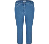 7/8-Hose KJBRAND "Betty", Damen, Gr. 54, N-Gr, blau (denim bleached), Denim/Jeans, Obermaterial: 71% Baumwolle, 25% Polyester, 4% Elasthan, unifarben, regular fit 7/8-Länge, Hosen 7/8-Hose, in großen