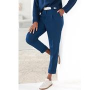 7/8-Hose LASCANA, Damen, Gr. 40, N-Gr, blau (petrol), Web, Obermaterial: 95% Polyester, 5% Elasthan, figurumspielend 7/8-Länge, Hosen 7/8-Hose, mit Bügelfalten, schmales Bein (28763068-40) petrol