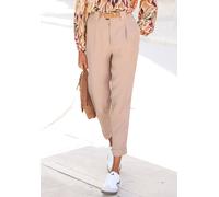 7/8-Hose LASCANA, Damen, Gr. 44, N-Gr, camelfarben, Web, Obermaterial: 95% Polyester, 5% Elasthan, unifarben, figurumspielend 7/8-Länge, Hosen 7/8-Hose, mit Bügelfalten, schmales Bein (12266856-44) ca