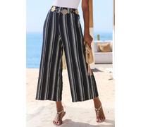 7/8-Hose LASCANA "mit locker-luftigem Bein", Damen, Gr. 38, N-Gr, schwarz-weiß (marine, weiß gestreift), Crêpe, Obermaterial: 71% Viskose, 27% Polyester, 2% Elasthan, Crinkleoptik, gestreift, weit 7/8