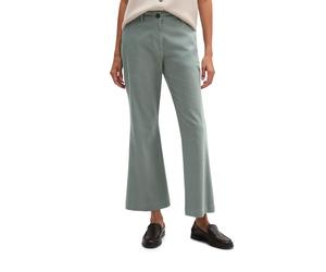 7/8-Hose MARC O'POLO, Damen, Gr. 40, N-Gr, foggy blau, Web, Obermaterial: 96% Baumwolle, 4% Elasthan, unifarben, regular fit knöchelfrei, Hosen 7/8-Hose, aus Baumwoll-Stretch-Satin, Flared Fit (954535