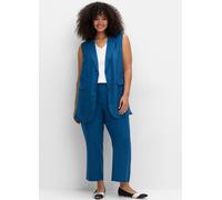 Gerade 7/8-Hose aus Leinen-Mix, mit Teilgummibund, blaubeere, Gr.40