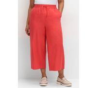 7/8-Hose SHEEGO "Große Größen", Damen, Gr. 40, Normalgrößen, rot (hummer), Obermaterial: 55% Leinen, 45% Viskose, unifarben, casual, comfort fit 7/8-Länge, Hosen, mit Schlupfbund, im Leinenmix (331505