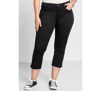 Schmale 7/8-Hose aus elastischem Baumwoll-Twill, schwarz, Gr.40