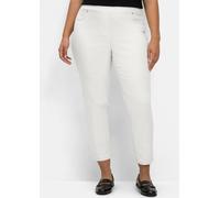 Schmale 7/8-Stretchhose mit elastischem Bund, weiß, Gr.40