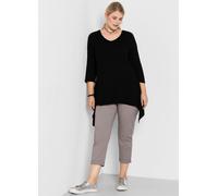 7/8-Hose SHEEGO, Damen, Gr. 50, Normalgrößen, grau (silbergrau), 97% Baumwolle, 3% Elasthan, unifarben, Hosen 7/8-Hose (37763140-50) silbergrau