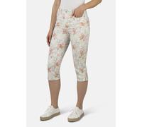 7/8-Hose STOOKER WOMEN "Print Capri Skinny Fit Jeans", Damen, Gr. 38, Kurz, bunt (exotic flowers), angeraute Sweatware, 73% Baumwolle, 25% Polyester, 2% Elasthan, extraeng 7/8-Länge, Hosen 7/8-Hose, S