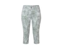 7/8-Hose STOOKER WOMEN "Print Capri Skinny Fit Jeans", Damen, Gr. 38, Kurz, grün palm leaf, angeraute Sweatware, 73% Baumwolle, 25% Polyester, 2% Elasthan, extraeng 7/8-Länge, Hosen 7/8-Hose, Skinny F