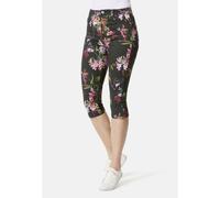 7/8-Hose STOOKER WOMEN "Print Capri Skinny Fit Jeans", Damen, Gr. 46, Kurz, bunt (flower dream), angeraute Sweatware, 73% Baumwolle, 25% Polyester, 2% Elasthan, extraeng 7/8-Länge, Hosen 7/8-Hose, Ski