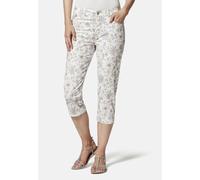 7/8-Hose STOOKER WOMEN "Tahiti Print Capri Slim Fit", Damen, Gr. 42, Länge 21, grau (soft paisley aop), Twill, 70% Viskose, 26% Polyamid, 4% Elasthan, eng 7/8-Länge, Hosen 7/8-Hose, Capri Slim Fit Cas