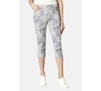 7/8-Hose STOOKER WOMEN "Tahiti Print Capri Slim Fit", Damen, Gr. 44, Länge 21, blau (blau stripe, flowers), Twill, 70% Viskose, 26% Polyamid, 4% Elasthan, eng 7/8-Länge, Hosen 7/8-Hose, Capri Slim Fit