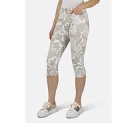 7/8-Hose STOOKER WOMEN "Tahiti Print Capri Slim Fit", Damen, Gr. 48, Länge 21, beige (soft sand botanic), Twill, 70% Viskose, 26% Polyamid, 4% Elasthan, eng 7/8-Länge, Hosen 7/8-Hose, Capri Slim Fit C