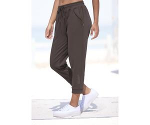 7/8-Hose VENICE BEACH "aus weichem Sweatstoff", Damen, Gr. 46, N-Gr, grau (taupe), Sweatware, Obermaterial: 100% Baumwolle, unifarben, figurumspielend 7/8-Länge, Hosen 7/8-Hose, mit Reißverschlussdeta