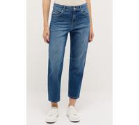 7/8-Jeans ANGELS "EVY", Damen, Gr. 42, Länge 28, mid blau used, Denim/Jeans, Obermaterial: 91% Baumwolle, 6% Polyester, 3% Elasthan, relaxed fit wadenlang, Jeans, 7/8-lange Schnittform, lockere Passfo