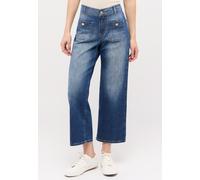 7/8-Jeans ANGELS "LINN SMART", Damen, Gr. 34, Länge 26, mid blau dirty used, Denim/Jeans, Obermaterial: 79% Baumwolle, 19% Polyester, 2% Elasthan, relaxed fit 7/8-Länge, Jeans, Culotte (79583528-34) m