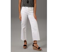 7/8-Jeans ANISTON CASUAL, Damen, Gr. 46, N-Gr, weiß, Denim/Jeans, Obermaterial: 98% Baumwolle, 2% Elasthan, unifarben, figurbetont 7/8-Länge, Jeans 7/8-Jeans, mit leicht ausgefranstem Beinabschluss, T