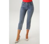 7/8-Jeans ANISTON SELECTED, Damen, Gr. 38, N-Gr, blau (hellblau), Denim/Jeans, Obermaterial: 81% Baumwolle, 17% Polyester, 2% Elasthan, Destroyed-Effekte, leichte Abriebeffekte, unifarben, figurbetont