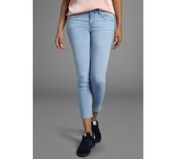 7/8-Jeans ARIZONA "mit Keileinsätzen", Damen, Gr. 44, N-Gr, blau (bleached), Denim/Jeans, Obermaterial: 76% Baumwolle, 16% Polyester, 7% Viskose, 1% Elasthan, Basic, skinny fit 7/8-Länge, Jeans, extra