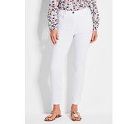 7/8-Hose GOLDNER "Kurzgröße Slim Fit Jeans BELLA mit Dehnbund", Damen, Gr. 22, K-Gr, weiß, Obermaterial: 56% Baumwolle CO. 27% Polyester PES. 14% Viskose CV. 3% Elasthan EL., Hosen 7/8-Hose (92067644-