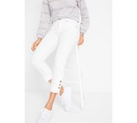 7/8-Jeans BONPRIX, Damen, Gr. 46, N-Gr, weiß (weiß twill (länge: regulär)), Denim/Jeans, Obermaterial: 97% Baumwolle, 3% Elasthan, slim fit, Jeans, 7/8-Schnittform, sehr figurbetonte Passform, mit 4-P