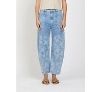 7/8-Jeans GANG "94ODINA", Damen, Gr. 28, Normalgrößen, blau (floral summer wash), 98% Baumwolle, 2% Elasthan, geblümt, gerade, unten schmal 7/8-Länge, Jeans, mit Reißverschluss und Knopf (11287359-28)